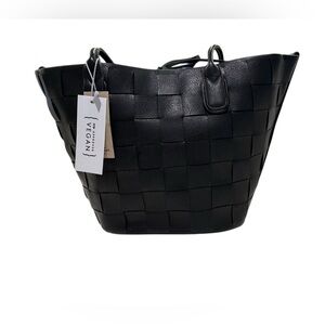 Calin Collection Vegan Black Woven Tote Bag. NWT